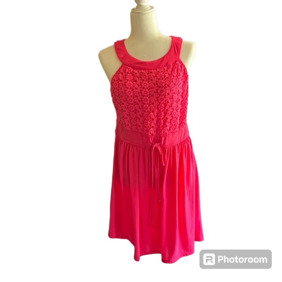 Allison Brittney Pink Fit & Flare Lace Tank Dress Size XL - Picture 1 of 12